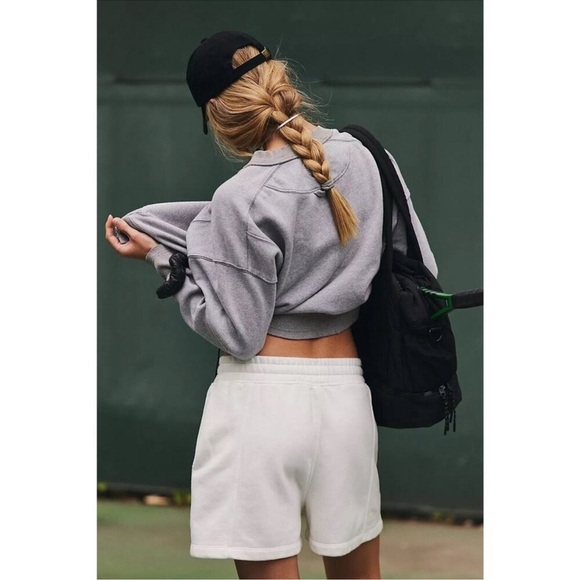 New Free People Movement Sprint To The Finish Shorts Sweat Baggy Loose White L - Picture 7 of 10